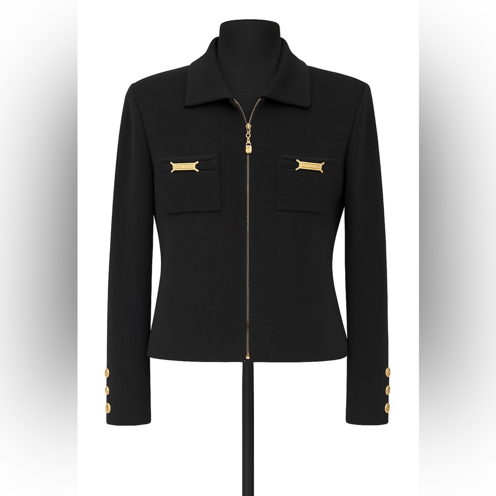 St. John Collection by Marie Gray Zip -Front Jacket - Black - Size S